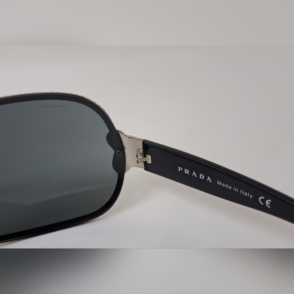 PRADA Women's Rimless shield sunglasses black silver Mono Rope Y2K SPR 1BC-1A1 - Picture 6 of 15